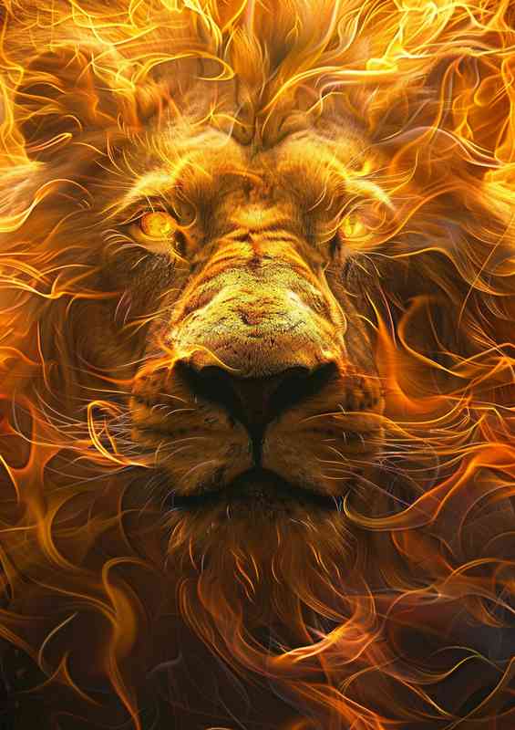 The Golden flamed Lion | Di-Bond
