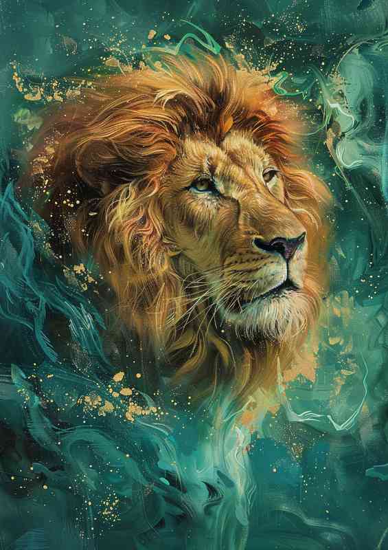 The Lion and blue smoke | Metal Poster