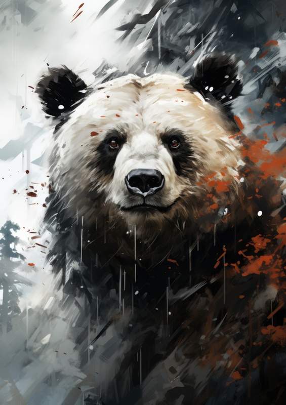 The Pandas painted art | Metal Poster