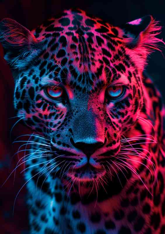 The jungle leopard in pink hues | Metal Poster