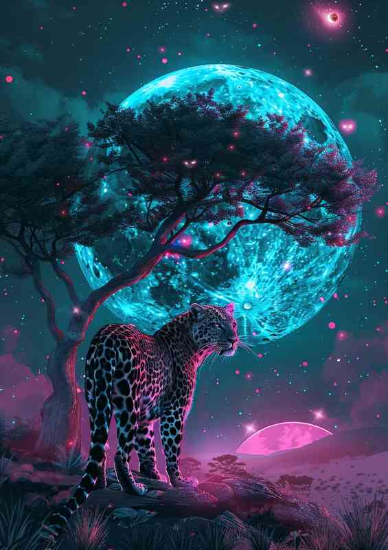 The leopard is standing in front of a tree | Metal Poster