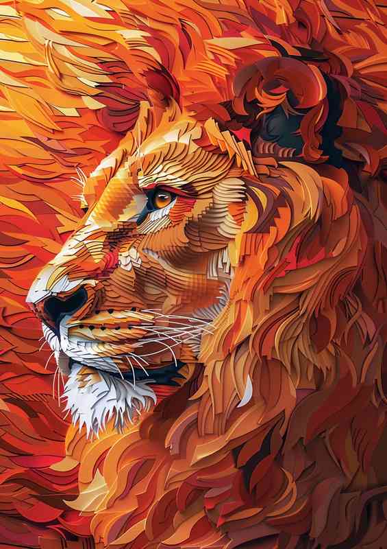 The orange and yellow Lion head | Metal Poster