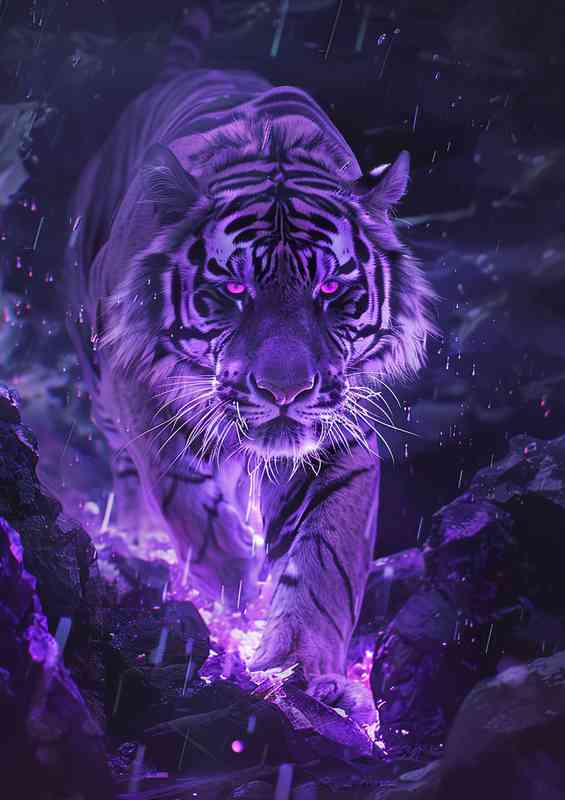 The purple tiger walking | Metal Poster