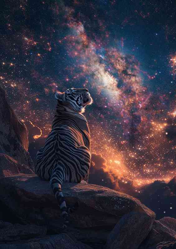 Tiger looking at the stars | Di-Bond