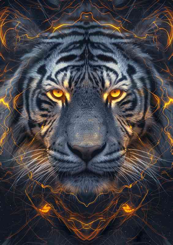 Tigers face with golden eyes | Di-Bond