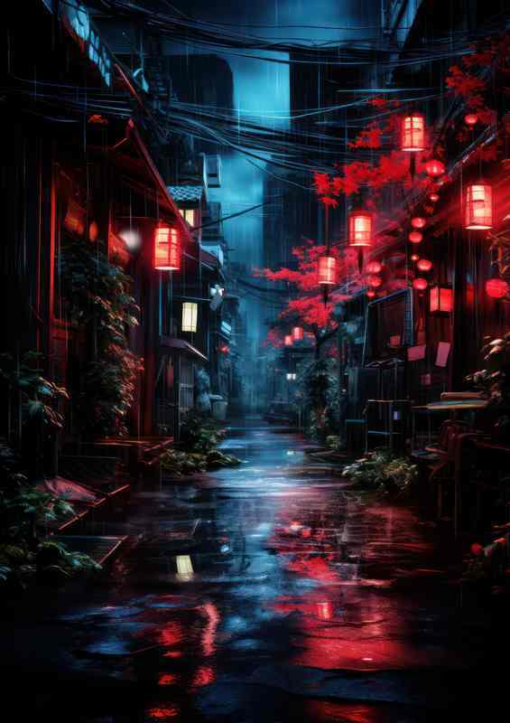 Street in japan neo style night | Canvas