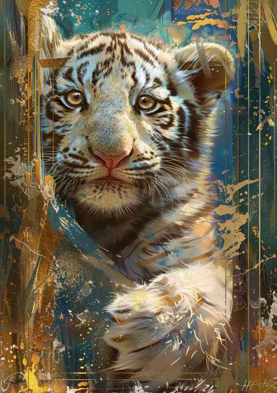White Tiger behind a tree | Canvas