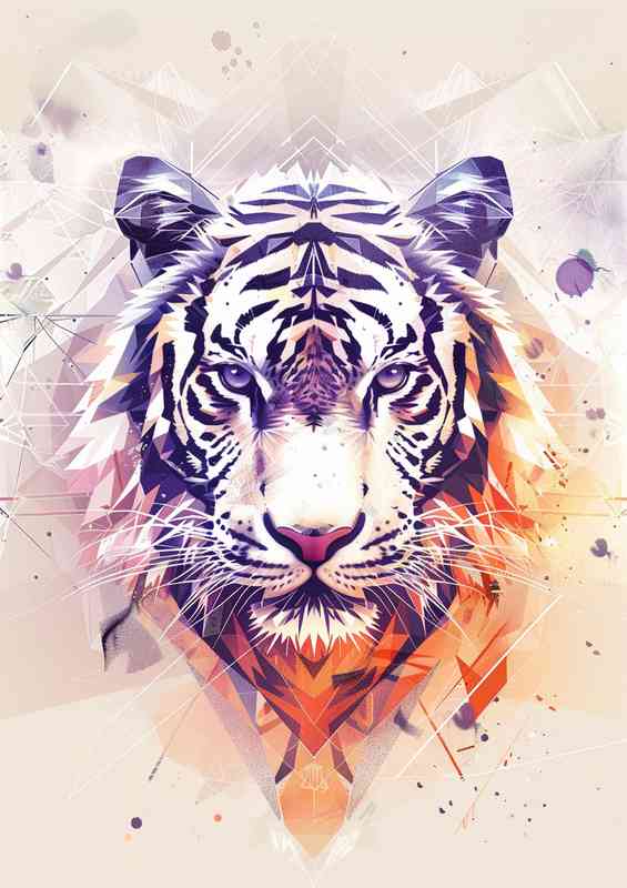 White Tiger composed of geometric shapes | Di-Bond