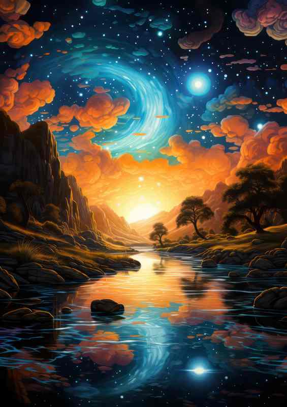 Sunlit Sanctuary Temples of Ethereal Art | Metal Poster