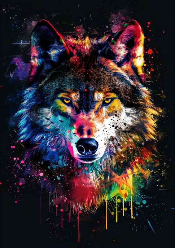 Wild wolf head colourful paint | Canvas
