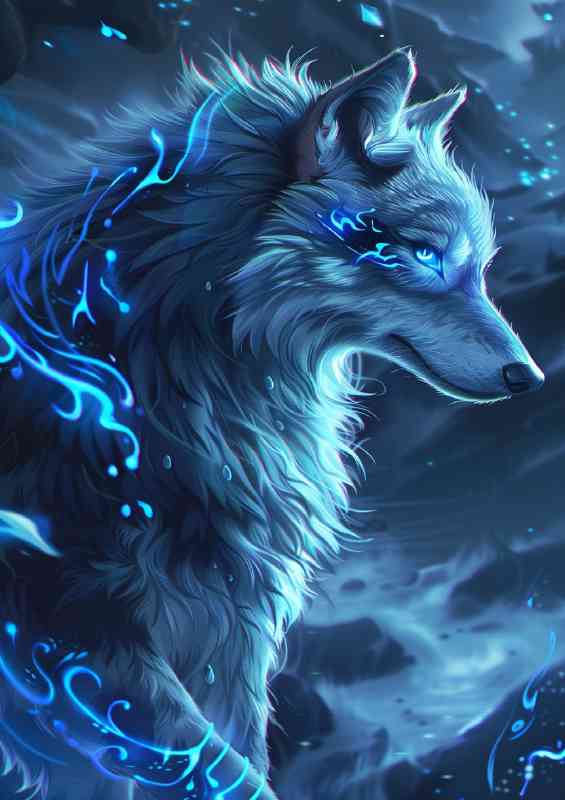 Wolf eyes blue and silver fur | Metal Poster