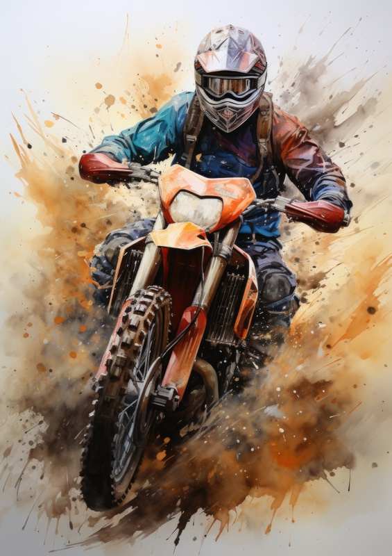 Dirtbike riding on a motorcross track | Canvas
