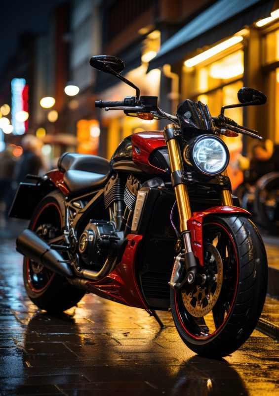 Motorbike parked up on the road | Canvas