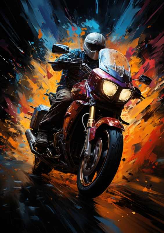 Road bike with splash art colours | Canvas