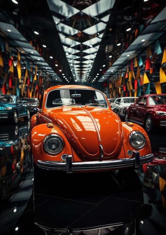 Bright orange beetle at the show | Poster