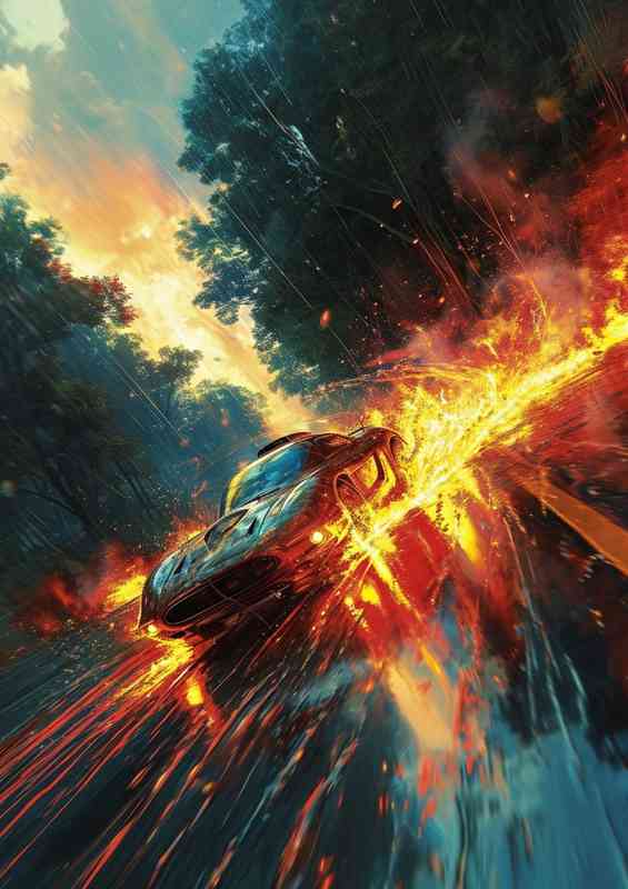 Car tyres on fire drifting | Poster