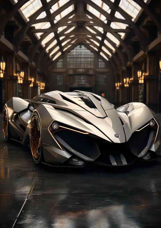 Electric future concept car in silver | Canvas