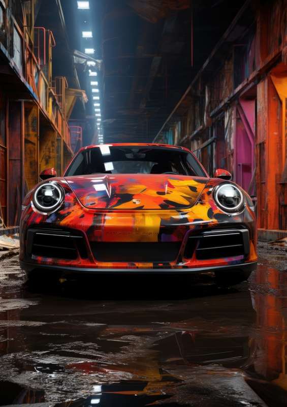 Porsche in splash art colours | Canvas