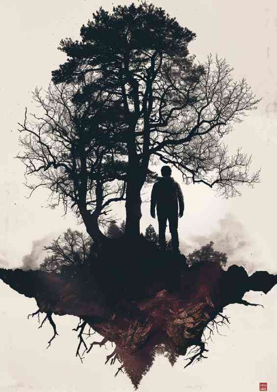 Double exposure of the tree and the person | Canvas