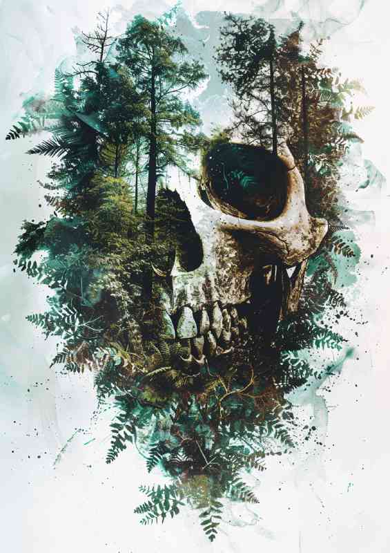 Double exposure skull face forest | Canvas