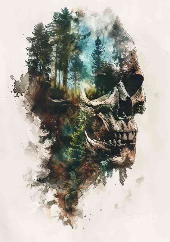 Exposure of a forest and skul | Canvas
