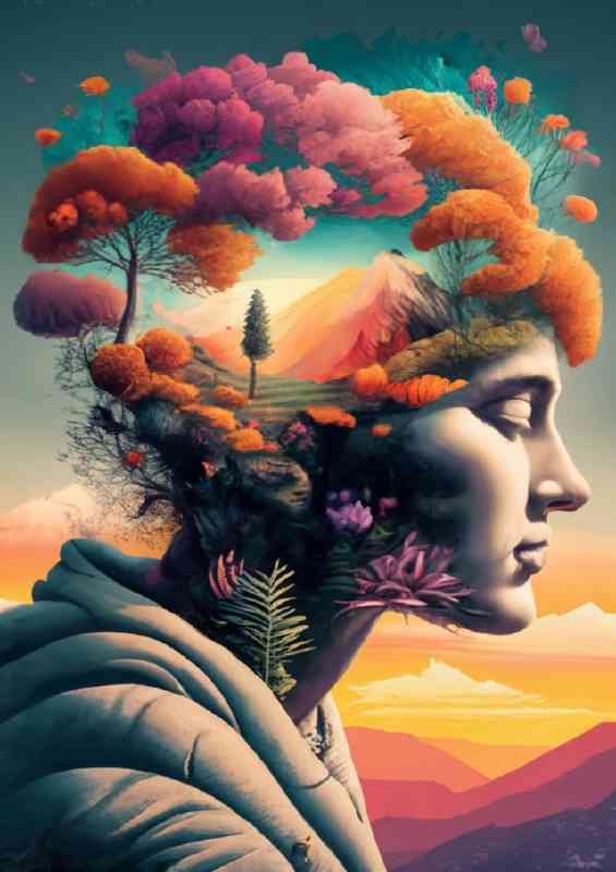 Wild Folwers ladys head Double exposure | Canvas