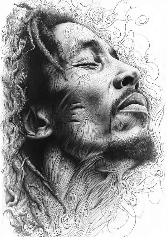 Bob Marley doodle pencil drawing | Canvas