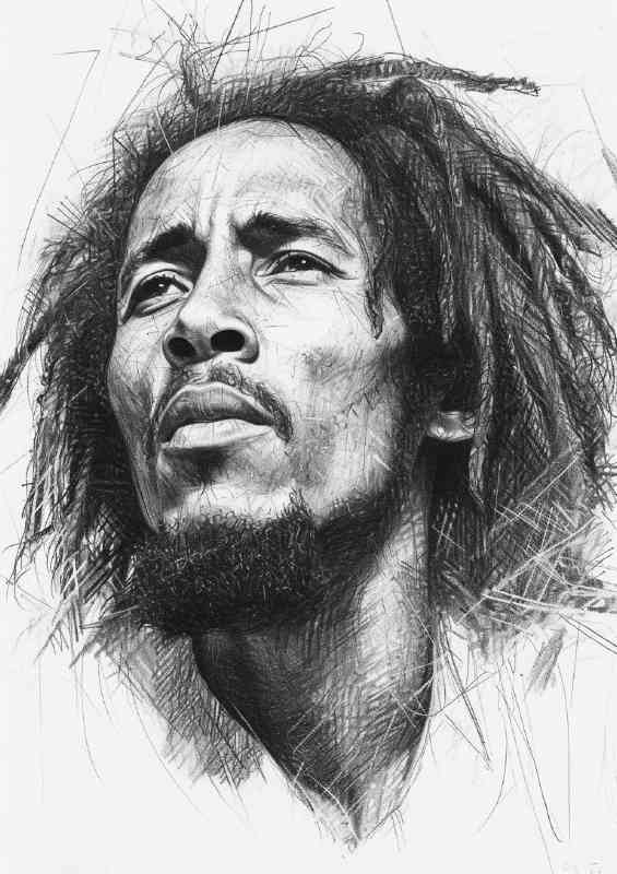 Bob Marley pencil drawing that represents | Canvas