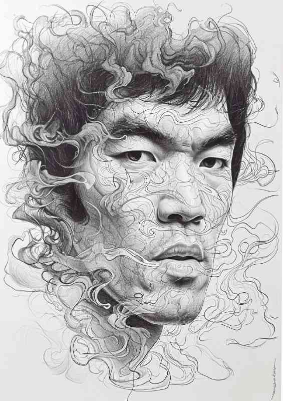Bruce lee doodle pencil art | Canvas