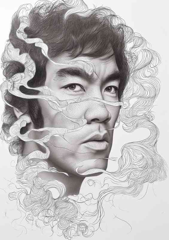 Bruce lee pencil doodle art | Canvas