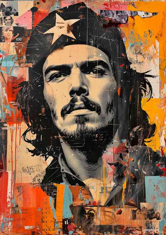 Che Guevara in collage painted style | Poster