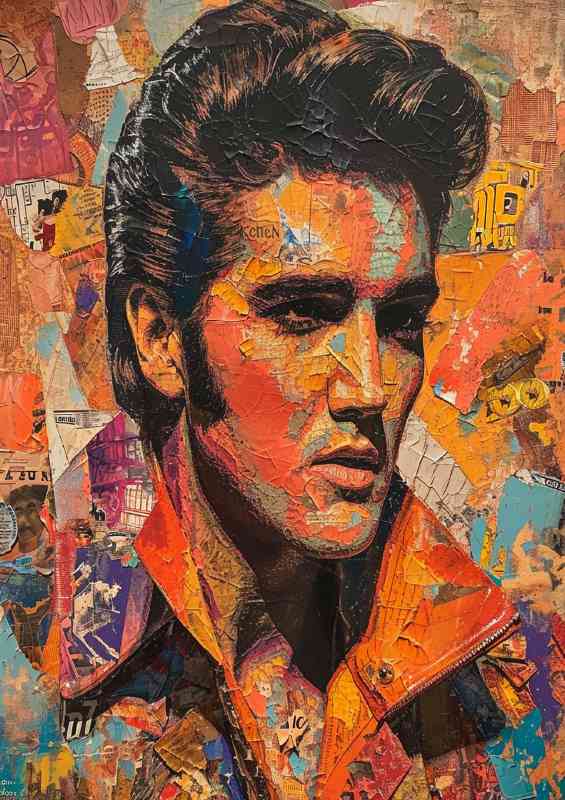 Elvis Presley with a collage of various things | Canvas