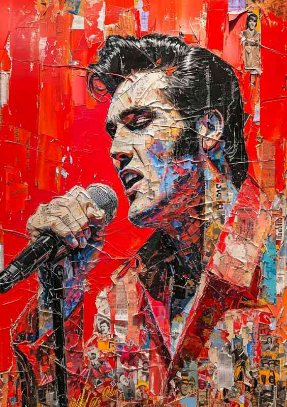 Elvis Prestly singing red background | Metal Poster