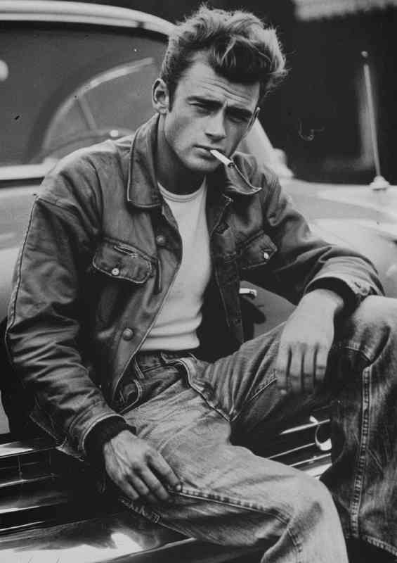 James Dean sitting on the hood | Metal Poster