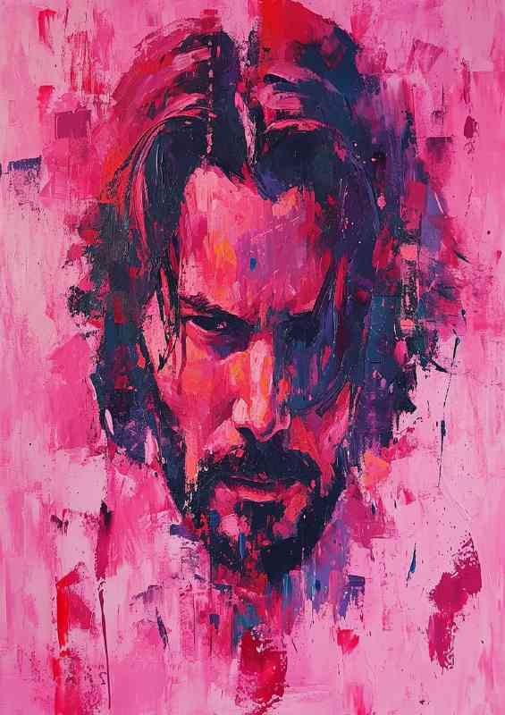 Keanu reeves red pallet knife painting style | Canvas