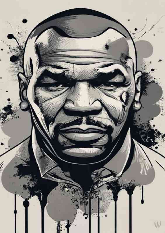 Mike Tyson ink painting style | Canvas