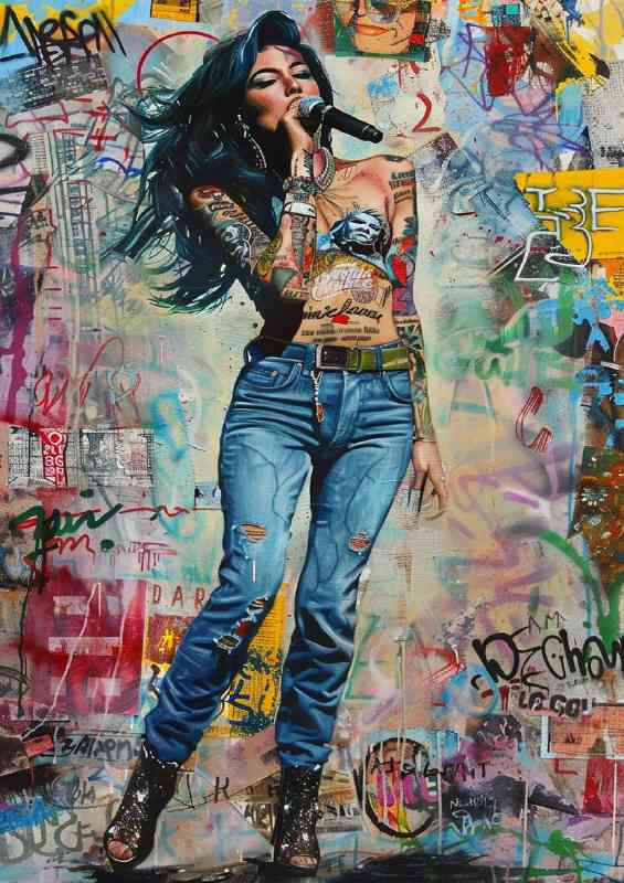 Amy Winehouse singing with the mic | Di-Bond