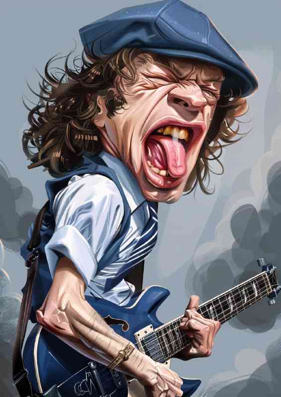 Angus Young A caricature drawing | Di-Bond