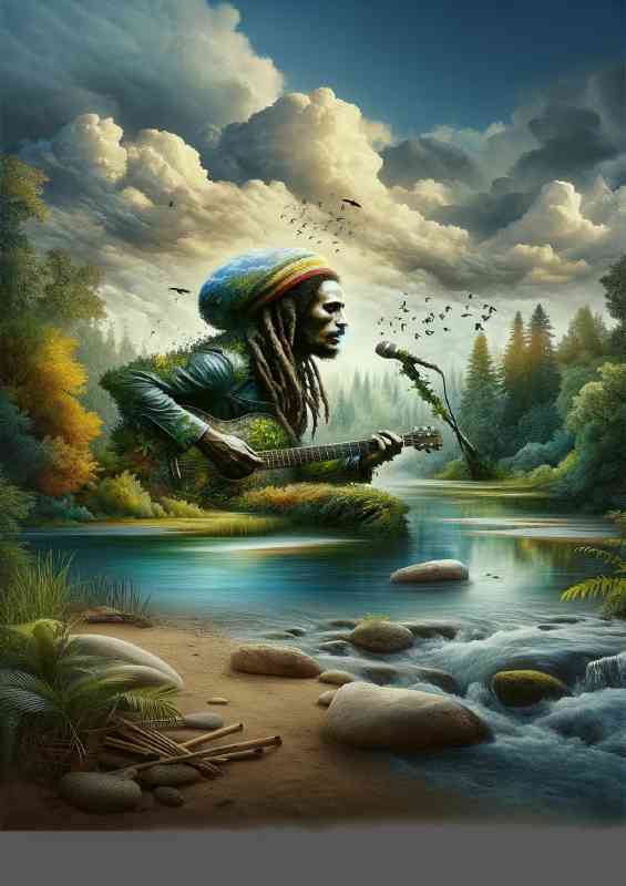 Bob Marley Environmental Art portrait of a musician | Di-Bond