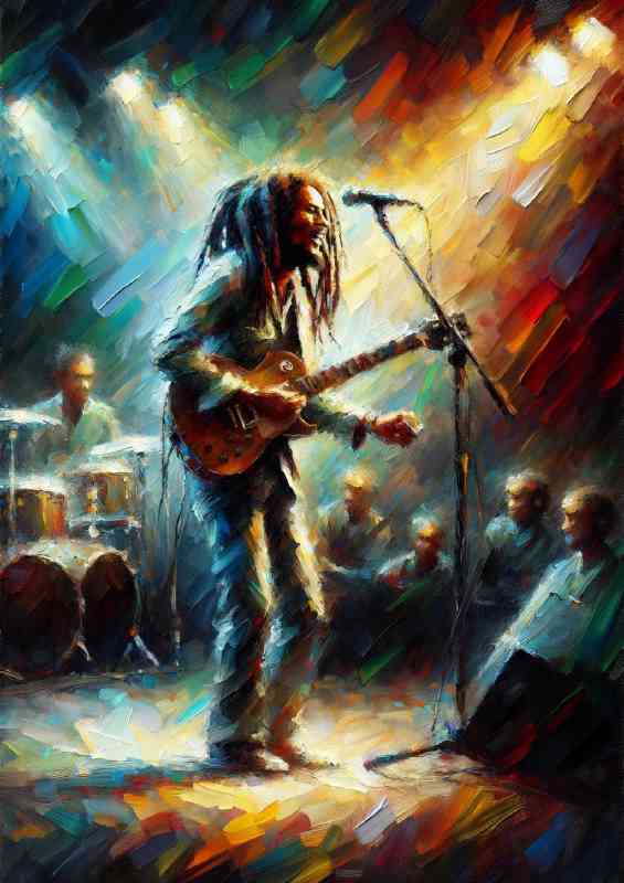Bob Marley performing on stage pallet knife art | Di-Bond