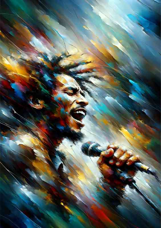 Bob Marley singing on stage in a close up view | Di-Bond