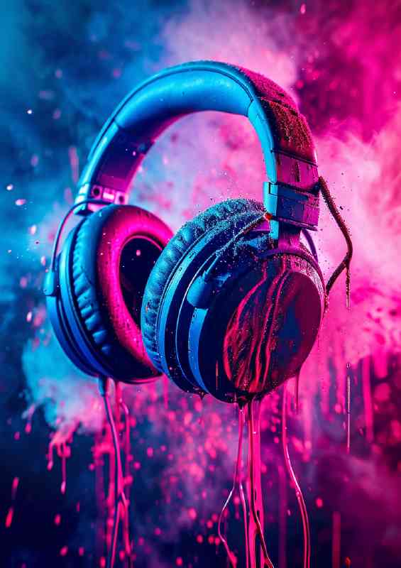 Cute colorful beautiful dj headphones | Metal Poster