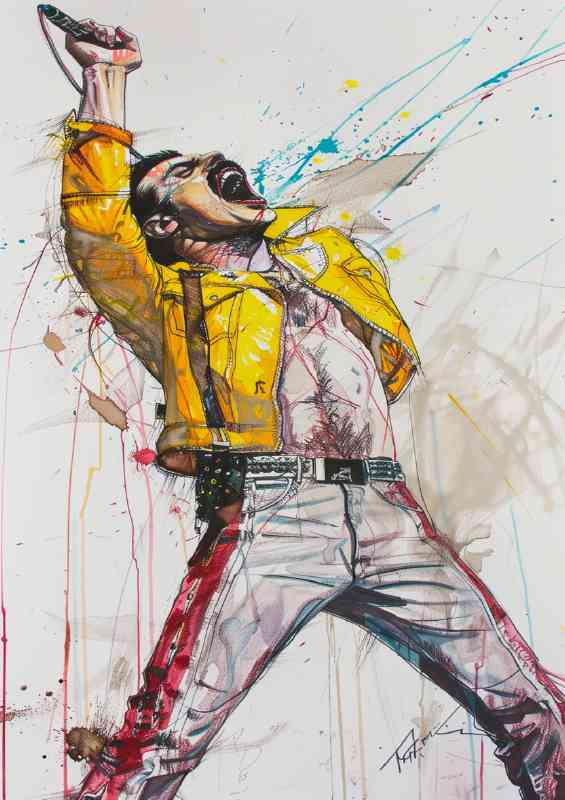 Freddy Mercury in the style of splashed art | Canvas