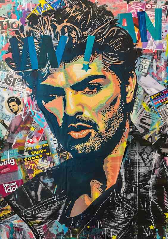 George Michael in the style of abstract | Canvas