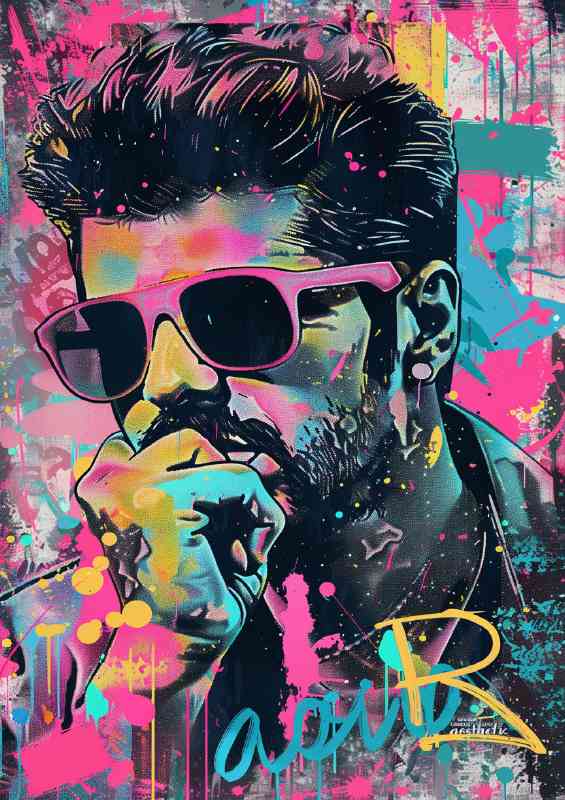 George Michael portrait in the style of graffiti | Poster