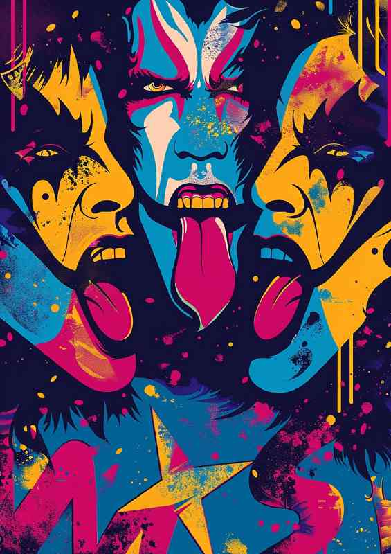 Iconic rock band Kiss pop art style | Poster