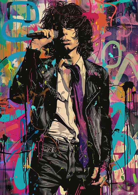 Jim Morrison illustrated in the style of graffiti | Poster