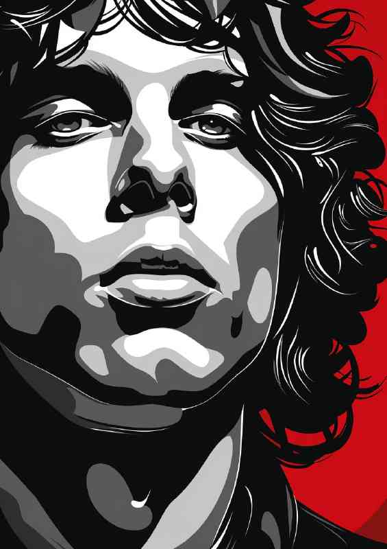 Jim Morrison vector illustration red white | Poster
