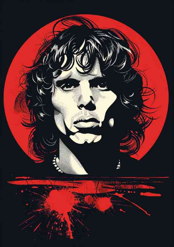 Jim_Morrison vector illustration red splashes | Poster