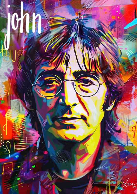 John Lennon colorful painting | Metal Poster